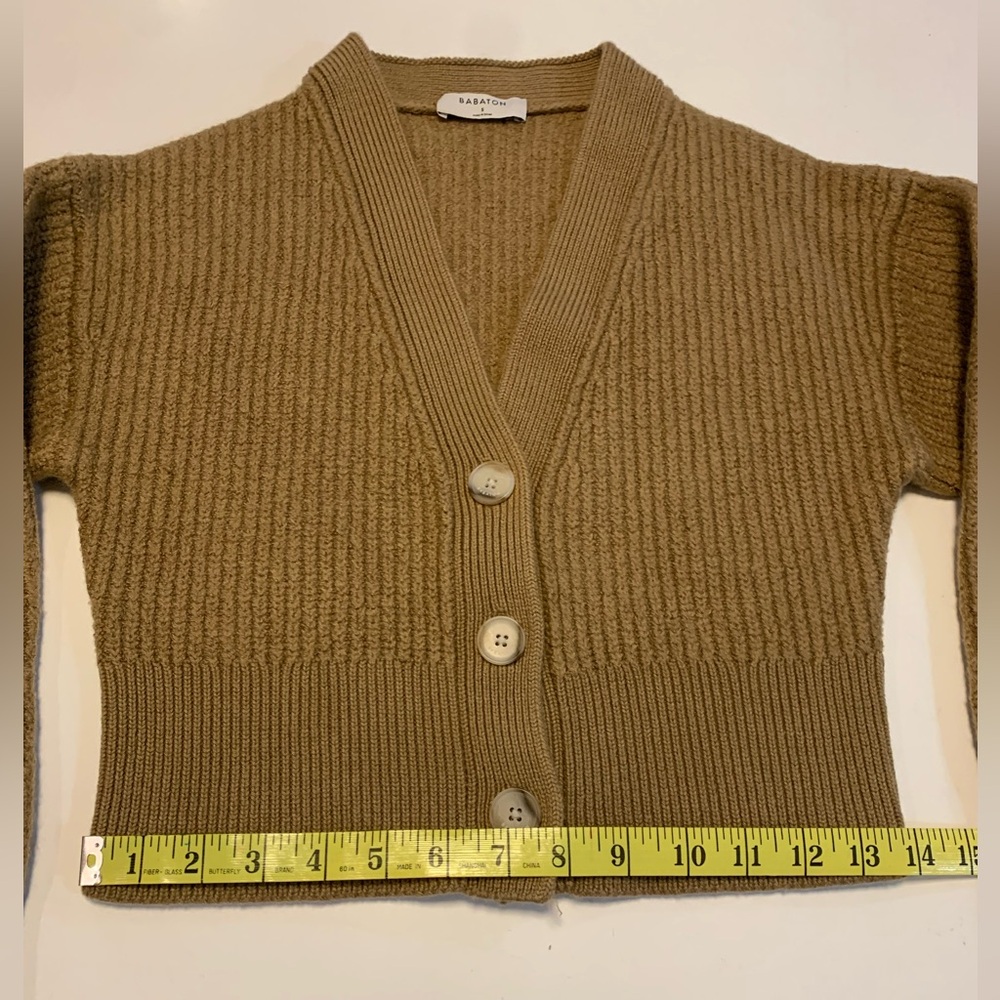 Babaton Retro Cropped 100% Merino Wool Cardigan - Size Small - Picture 4 of 5